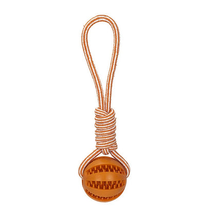 Balle à friandise de couleur brun à corde résistant et durable. Image produit Boutiquechien