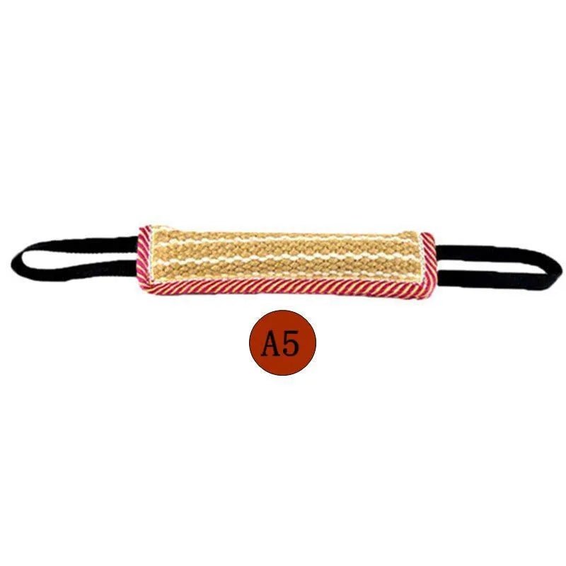 baton morsure de couleur rouge et beige avec lanière noir de Boutiquechien
