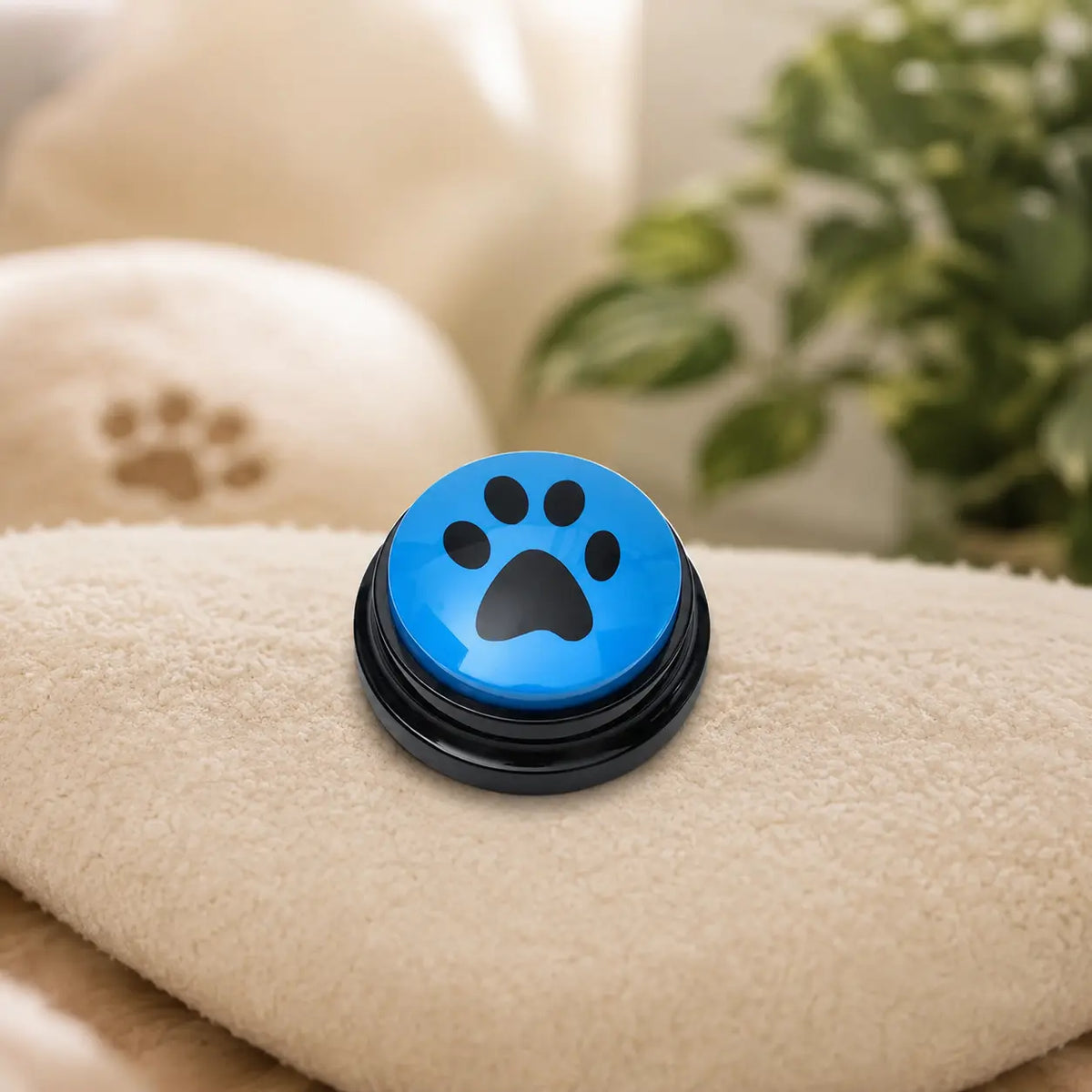 bouton de communication pour chien bleu dans un fond claire Image