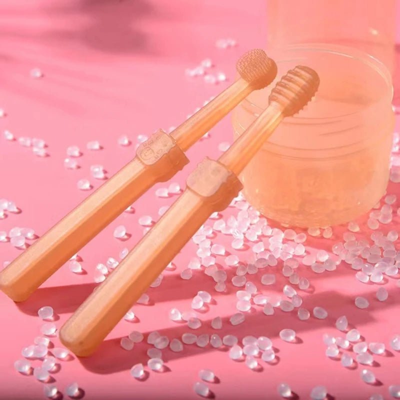 brosse a dent en caoutchouc de couleur orange avec boite pour chien. Image produit Boutiquechien