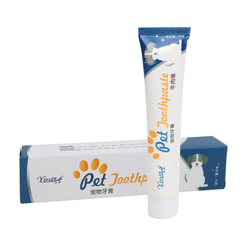 Dentifrice pour chien boeuf de couleur bleu et blanc. Image produit Boutiquechien