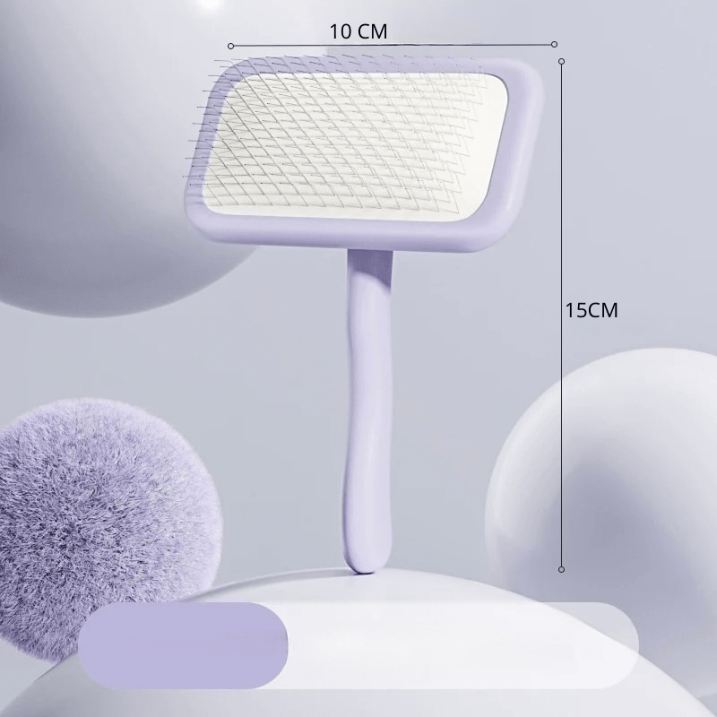 dimensions total de la brosse pour chien de couleur violette design. Image produit Boutiquechien