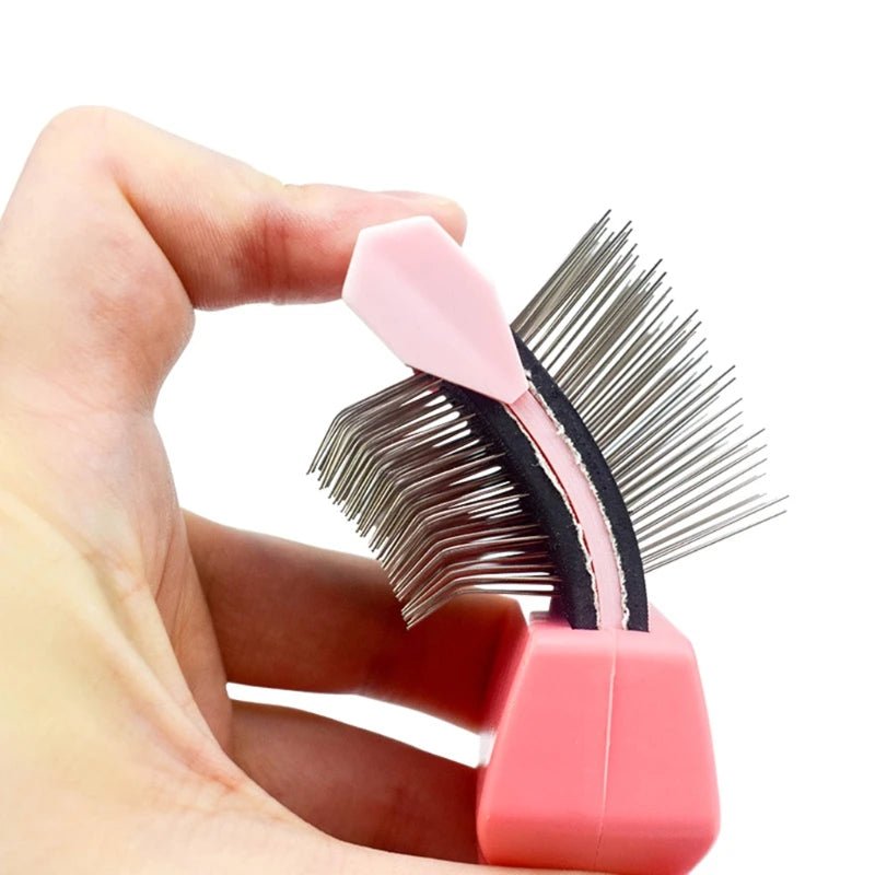 brosse pour chien flexible de couleur rose. Image produit Boutiquechien