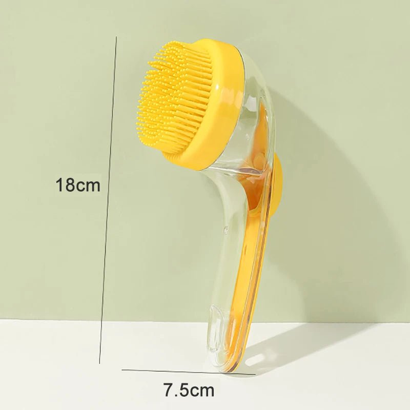 dimensions total de la brosse de massage jaune mis en valeur