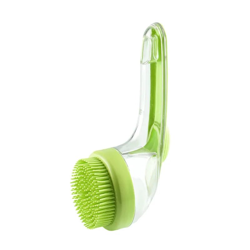 Brosse massage chien de couleur verte et transparente