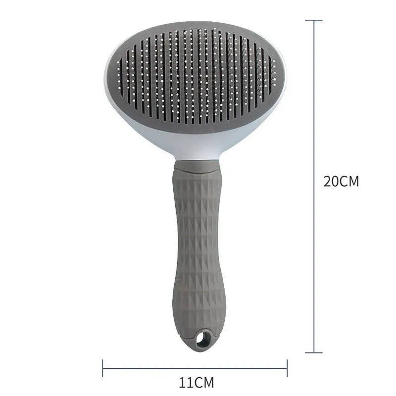 dimensions total de la brosse pour chien de couleur blanc et gris avec toutes les tailles de ce produit. Image produit Boutiquechien