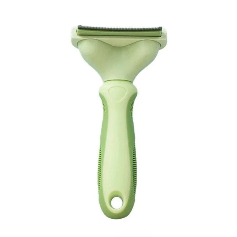 Brosse pour chien poils courts de couleur vert avec toutes les dimensiosn de la brosse