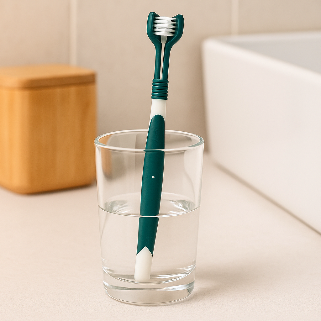Brosse à dent chien de couleur kaki pour brosser les dents d'un chien. Image produit Boutiquechien