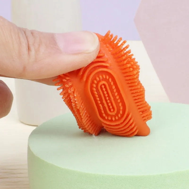 Brosse a dent chien doigt de couleur orange flexible. Image produit Boutiquechien