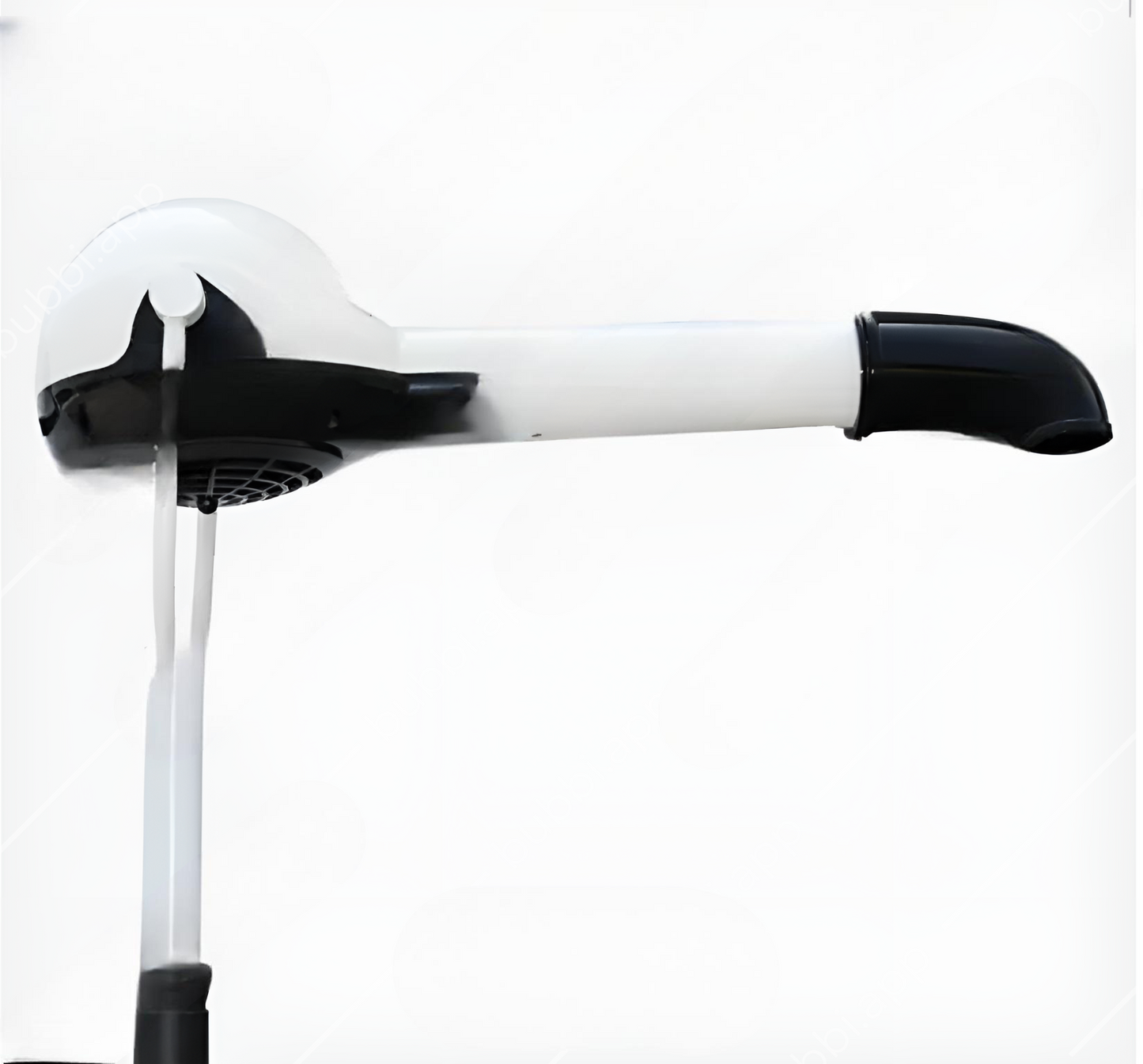 buse du pulseur professionnel pour chien de couleurs blanc et noir sur un pied à roulette. Image produit Boutiquechien