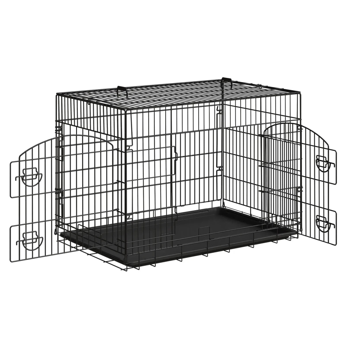 cage chien noir de boutiquechien avec plusieurs ouverture pour les moyens chien 