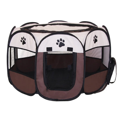 Cage pour chien fermé de couleurs blanc et brun. Image produit Boutiquechien