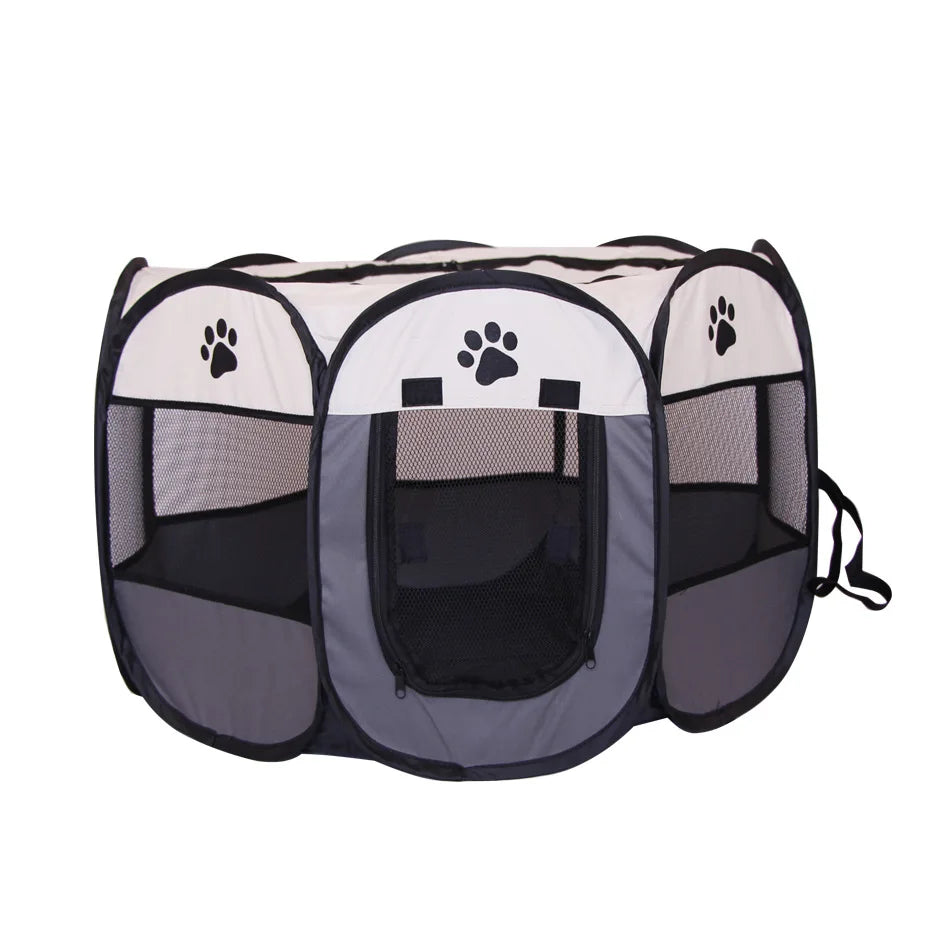Cage pour chien fermé de couleurs blanc et gris. Image produit Boutiquechien