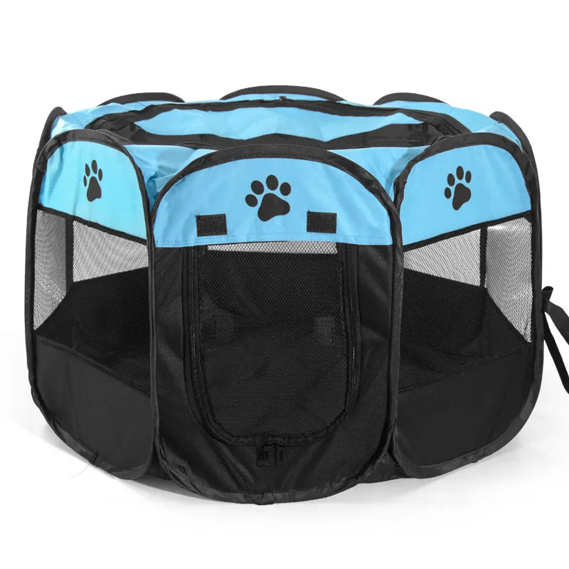 Cage pour chien ferme de couleurs bleu et noir. Image produit Boutiquechien