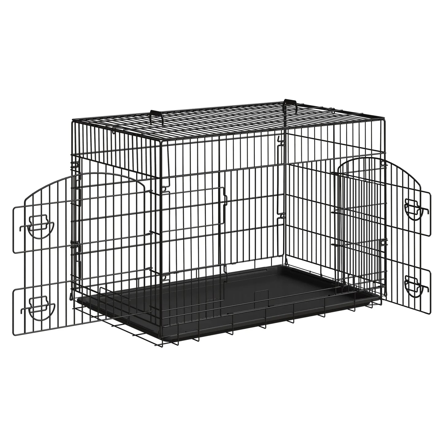 cage chien noir de boutiquechien avec plusieurs ouverture pour les moyens chien 
