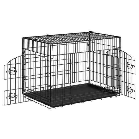 cage chien noir de boutiquechien avec plusieurs ouverture pour les moyens chien 