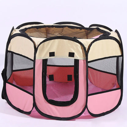 Cage pour chien ferme de couleurs rose et blanc. Image produit Boutiquechien