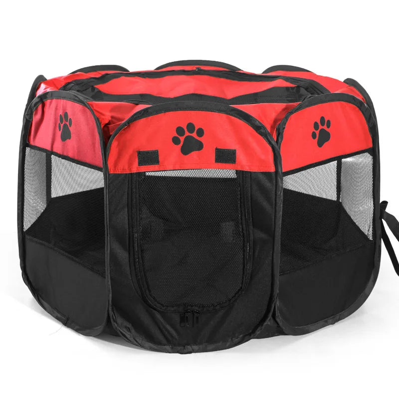 Cage pour chien fermé de couleurs rouge et noir. Image produit Boutiquechien