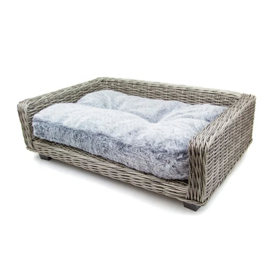 Canapé chien de couleur claire avec matelas doux. Image produit Boutiquechien