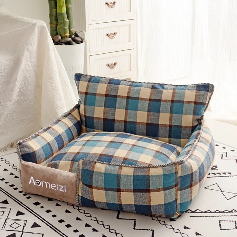 canapé panier de couleur bleu avec un fond de couleur blanc. Image produit Boutiquechien