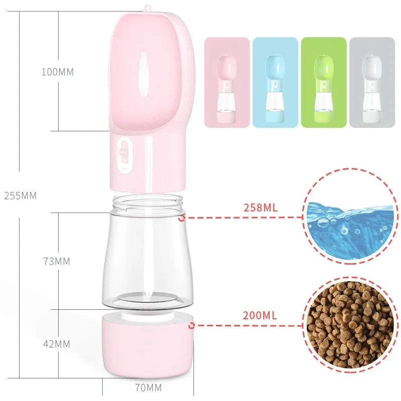 Gourde chien d'eau et de friandise en donnant toutes les dimensions du produit chien. Image produit Boutiquechien Image