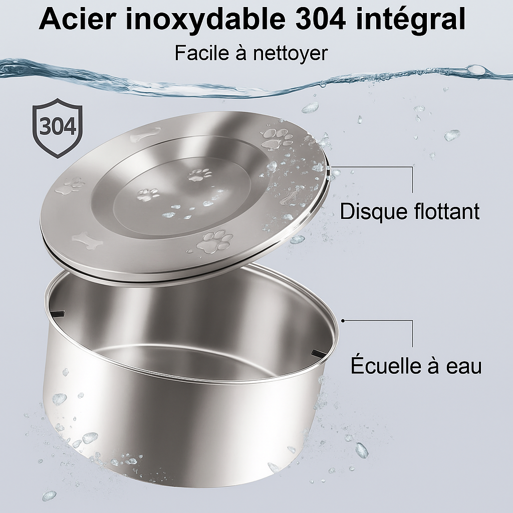 caractéristique de la gamelle pour chien en inox. Image produit Boutiquechien