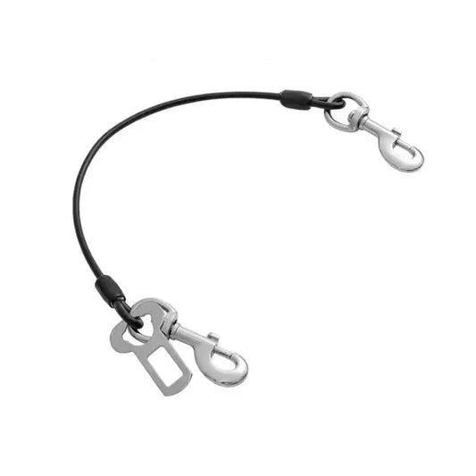 ceinture de sécurité de couleur noir avec des attaches grise. Image produit Boutiquechien