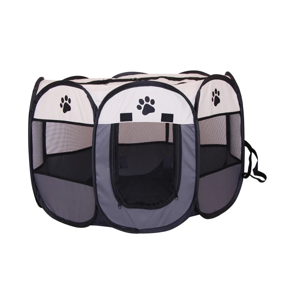 Cage pour chien fermé de couleurs blanc et gris. Image produit Boutiquechien