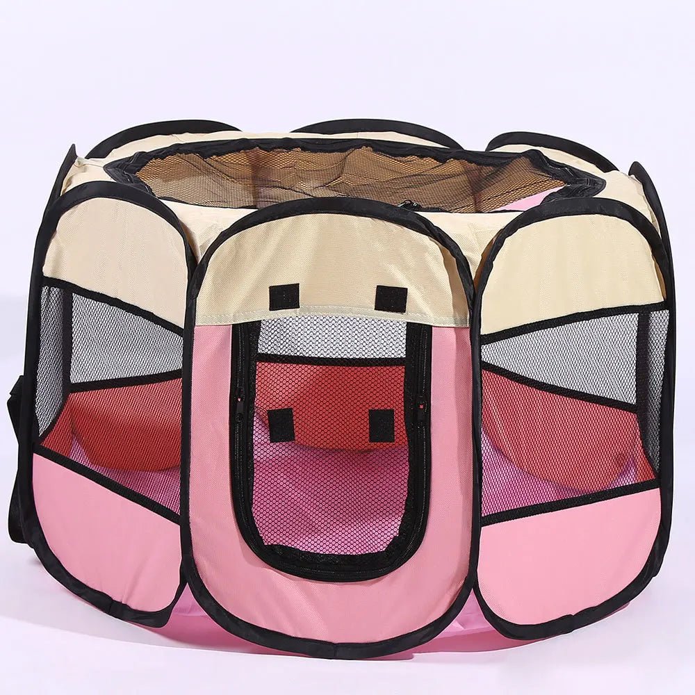 Cage pour chien ferme de couleurs rose et blanc. Image produit Boutiquechien