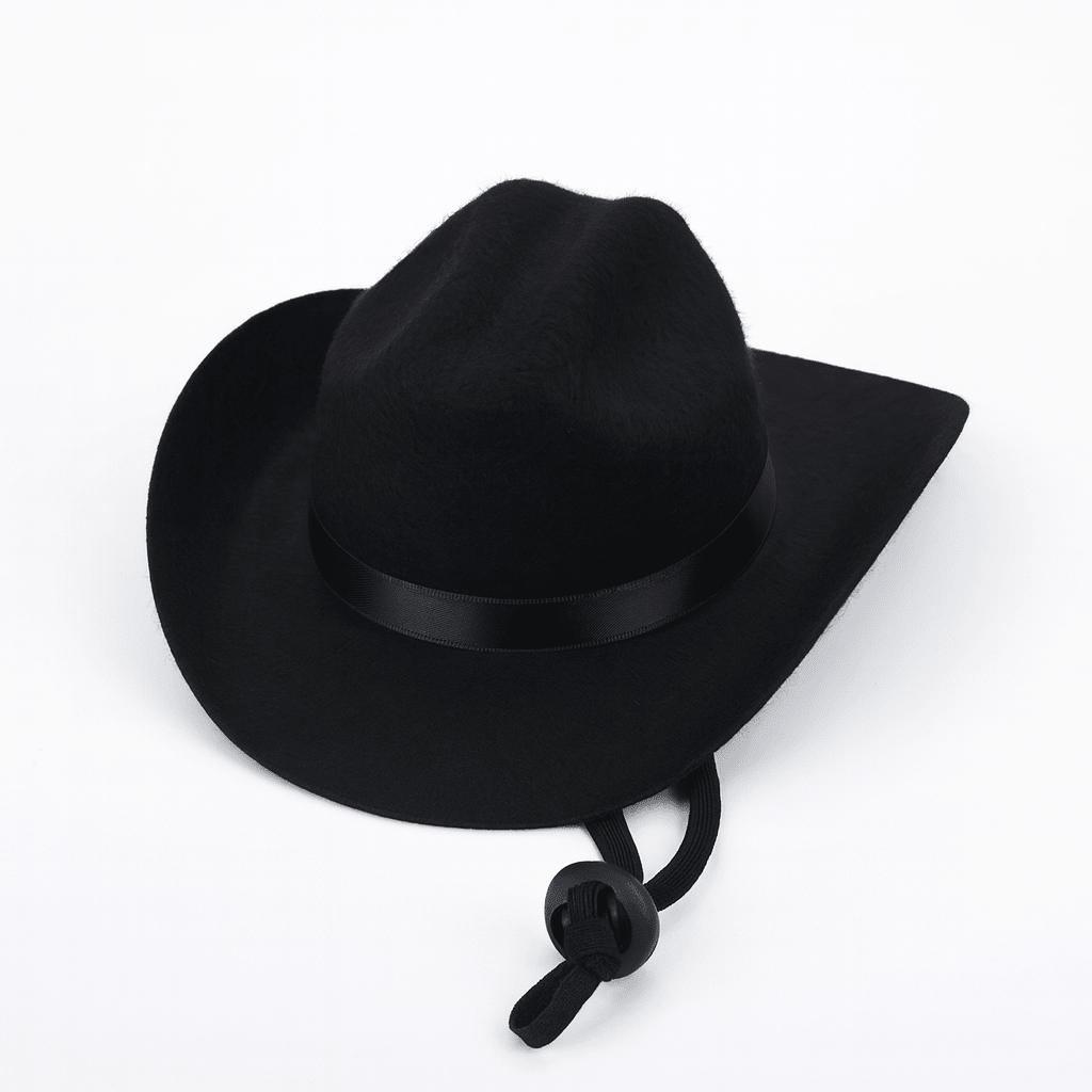 Chapeau de cow boy pour petit chien de couleur noir. Image produit Boutiquechien