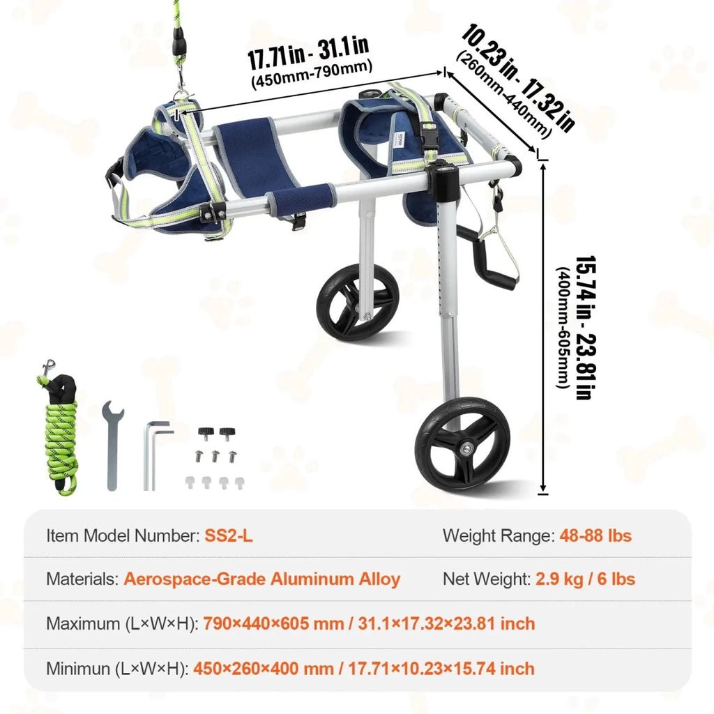 Dimensions total du chariot pour chien de boutiquechien