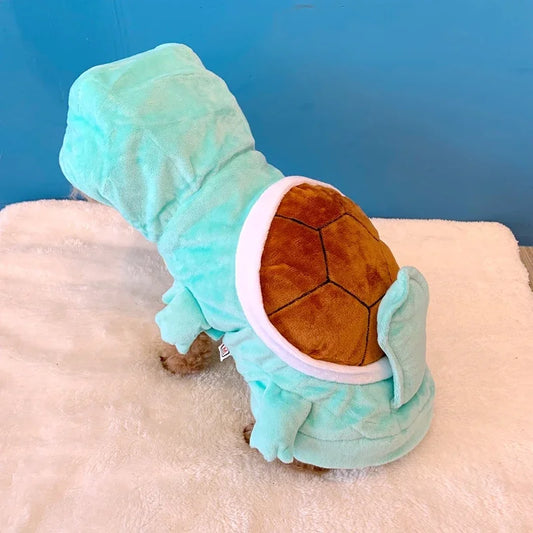 Déguisement pour chien de couleur bleu et brun avec une forme de carapace. Image produit Boutiquechien