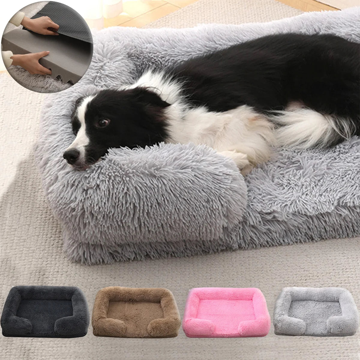 Chien dormant dans son panier chien xl. Son panier est rembourré et moelleux pour des bonnes siestes. Image produit Boutiquechien Image
