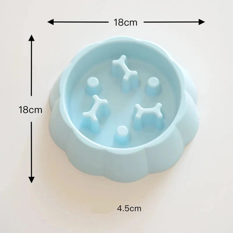 Gamelle chien anti-glouton de couleur bleu de boutiquechien avec toutes les dimensions