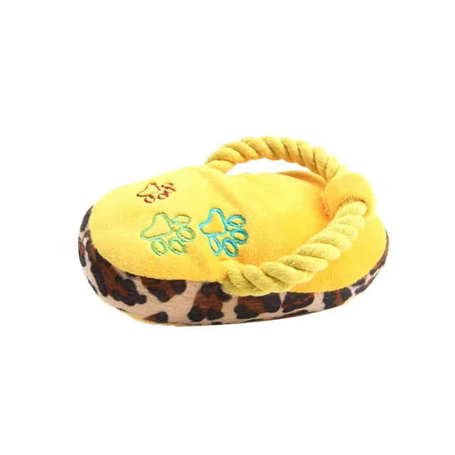 chausson renforcé pour chiot de couleur jaune et léopard. Image produit Boutiquechien