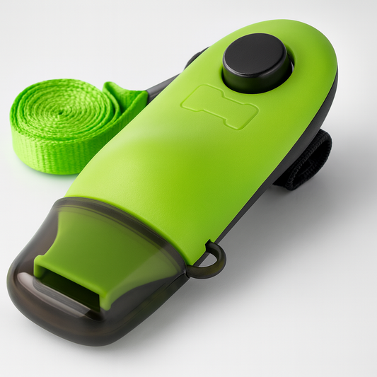 Clicker pour chien multi fonctions de couleur vert et noir. Image produit Boutiquechien