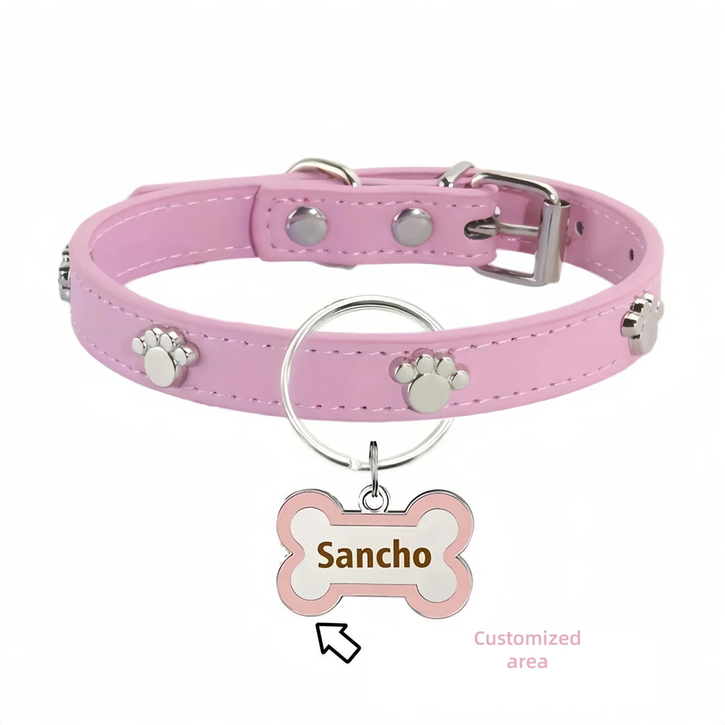 Collier avec medaille pour chien rose