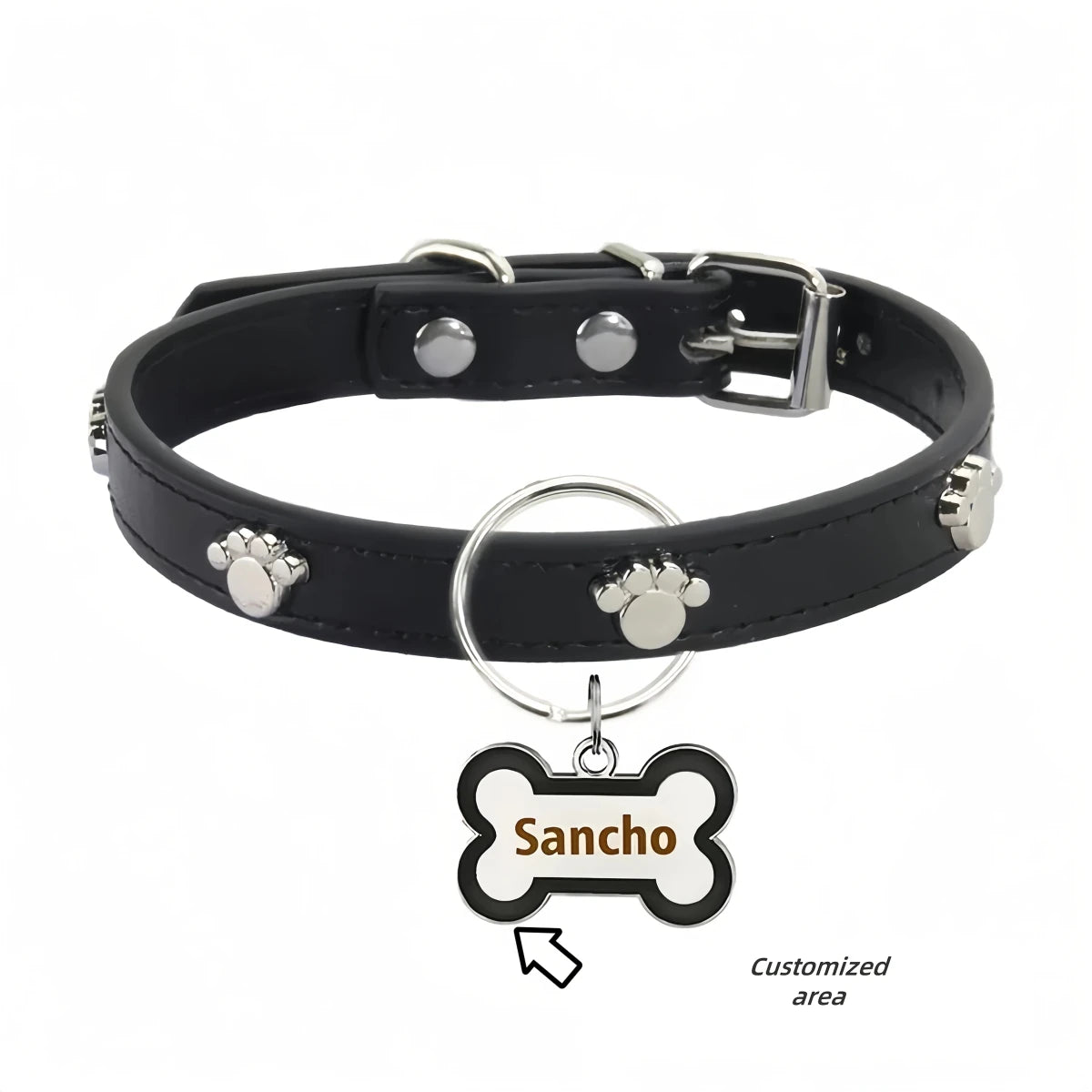 Collier avec médaille pour chien noir