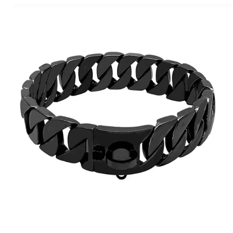 Collier chien chaine non etrangleur noir