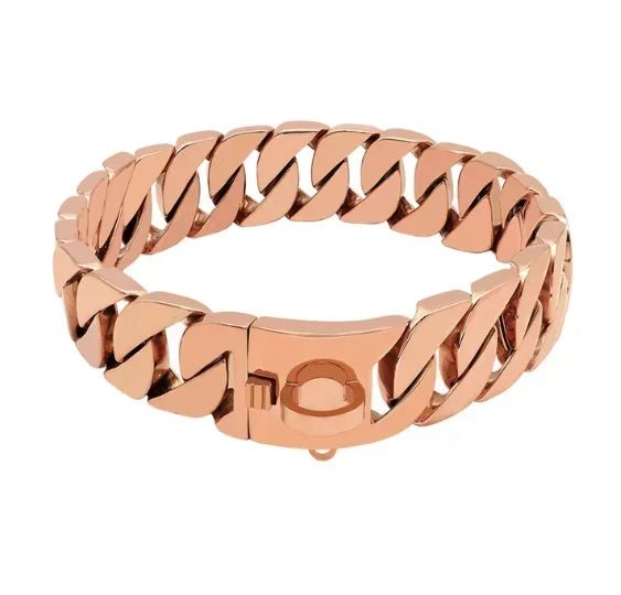 Collier chien chaine non etrangleur or rose