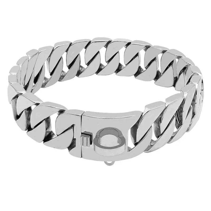 Collier chien chaine non etrangleur argent 