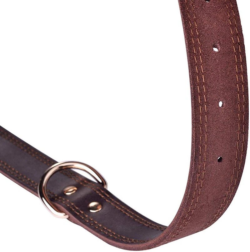 Collier chien cuir artisanal point