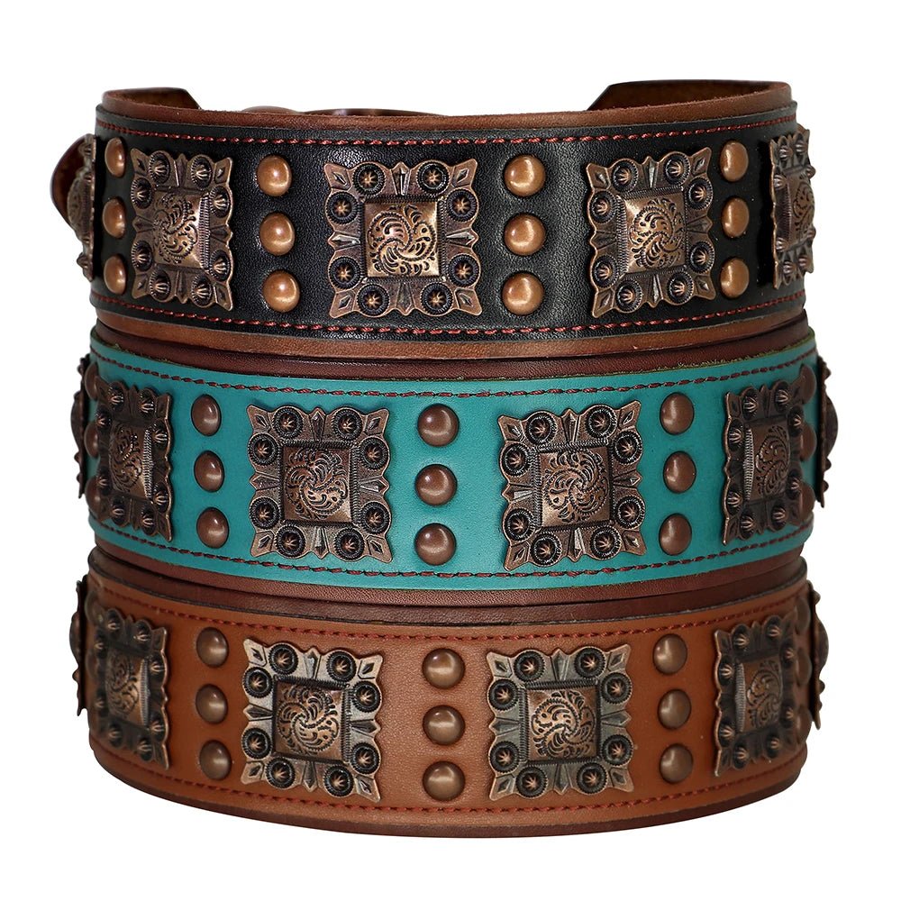 Collier chien à perle style cuir de couleurs noir, bleu et brun. Collier chien de Boutiquechien