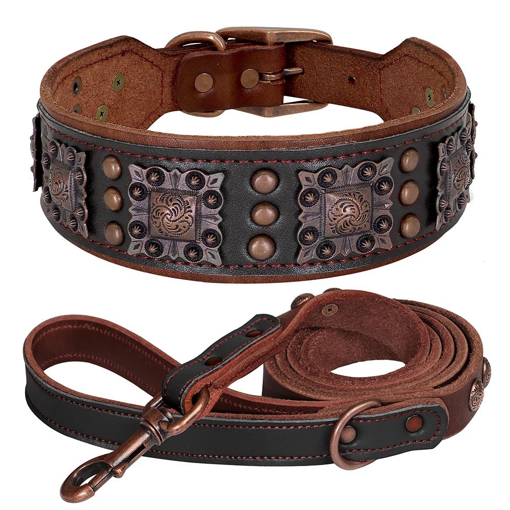 Collier chien cuir largeCollier chien cuir large brun noir