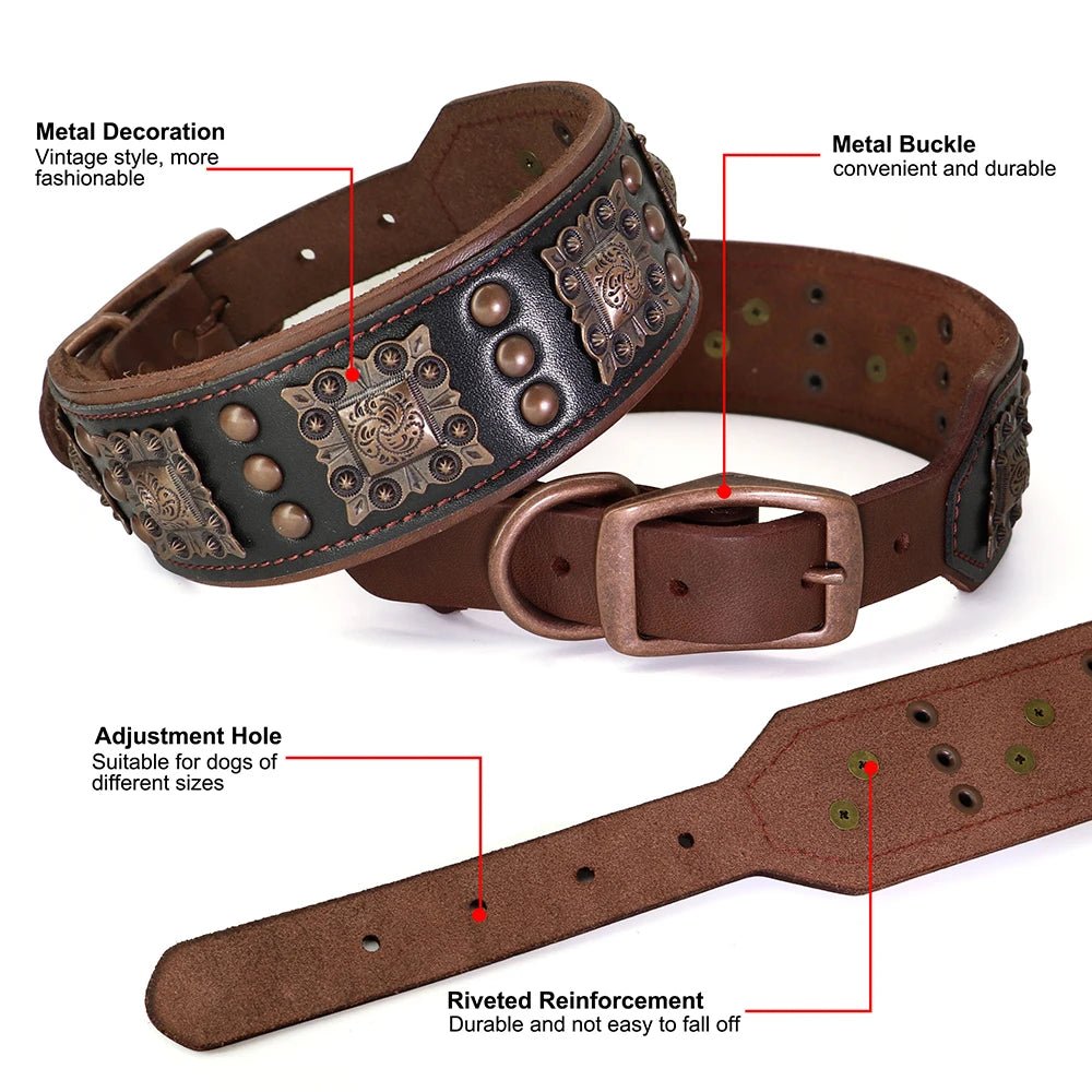 Collier chien cuir large caractéristique produit  