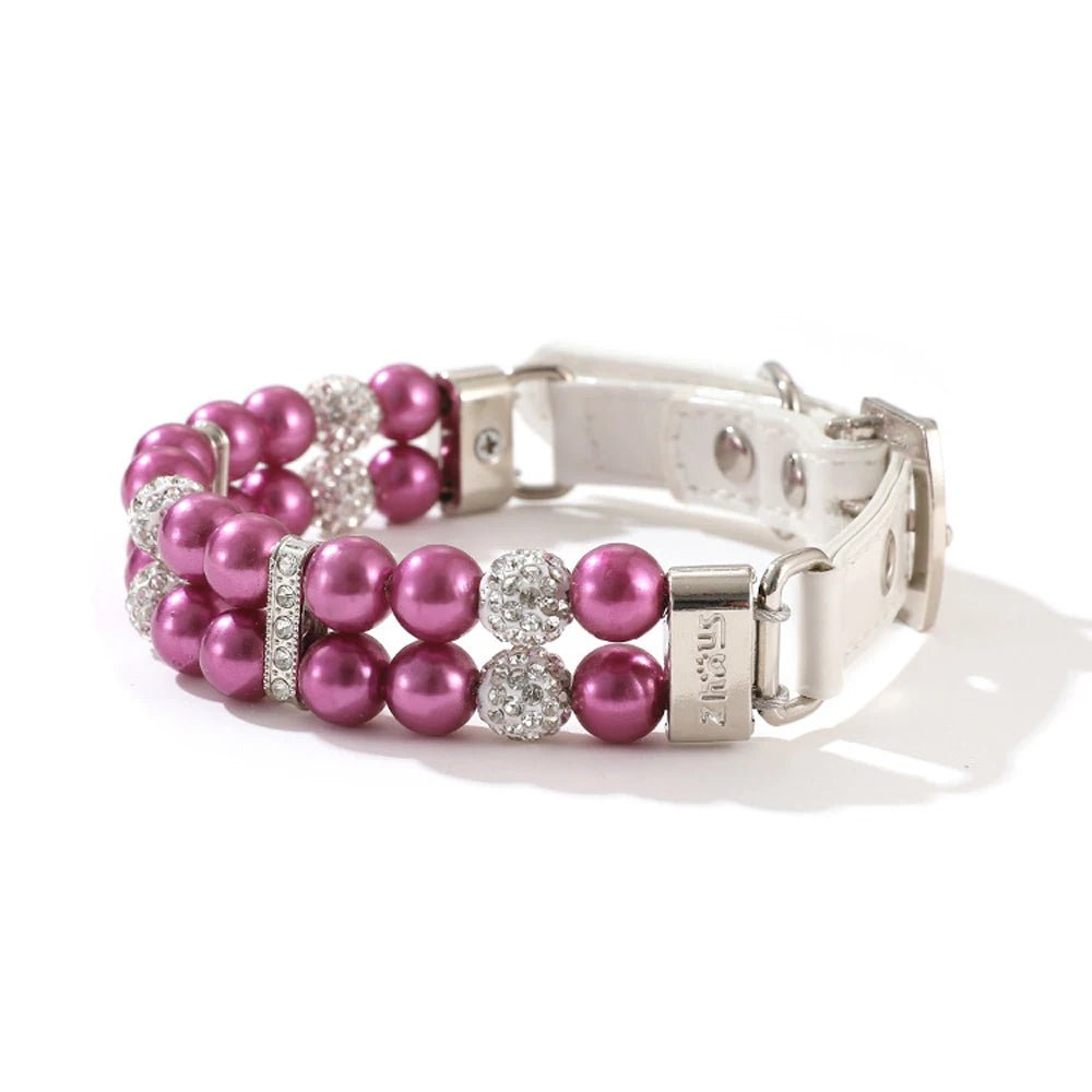 Collier chien perle violet