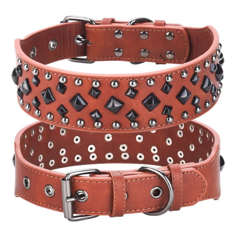 Collier chien solide brun
