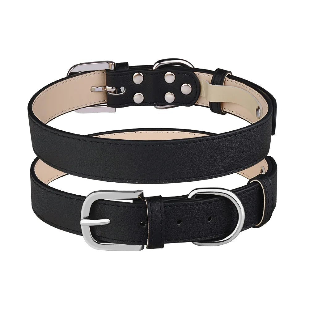 Collier chien de couleur noir style cuir de boutiquechien
