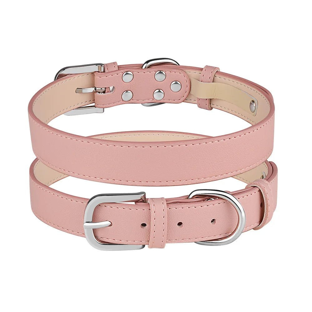 Collier chien de couleur rose style cuir de boutiquechien