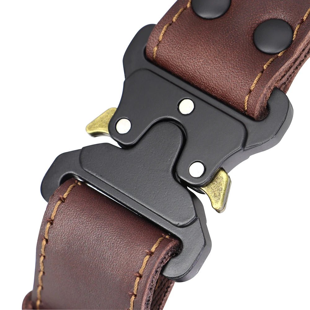 Collier cuir chien avec poignée attache